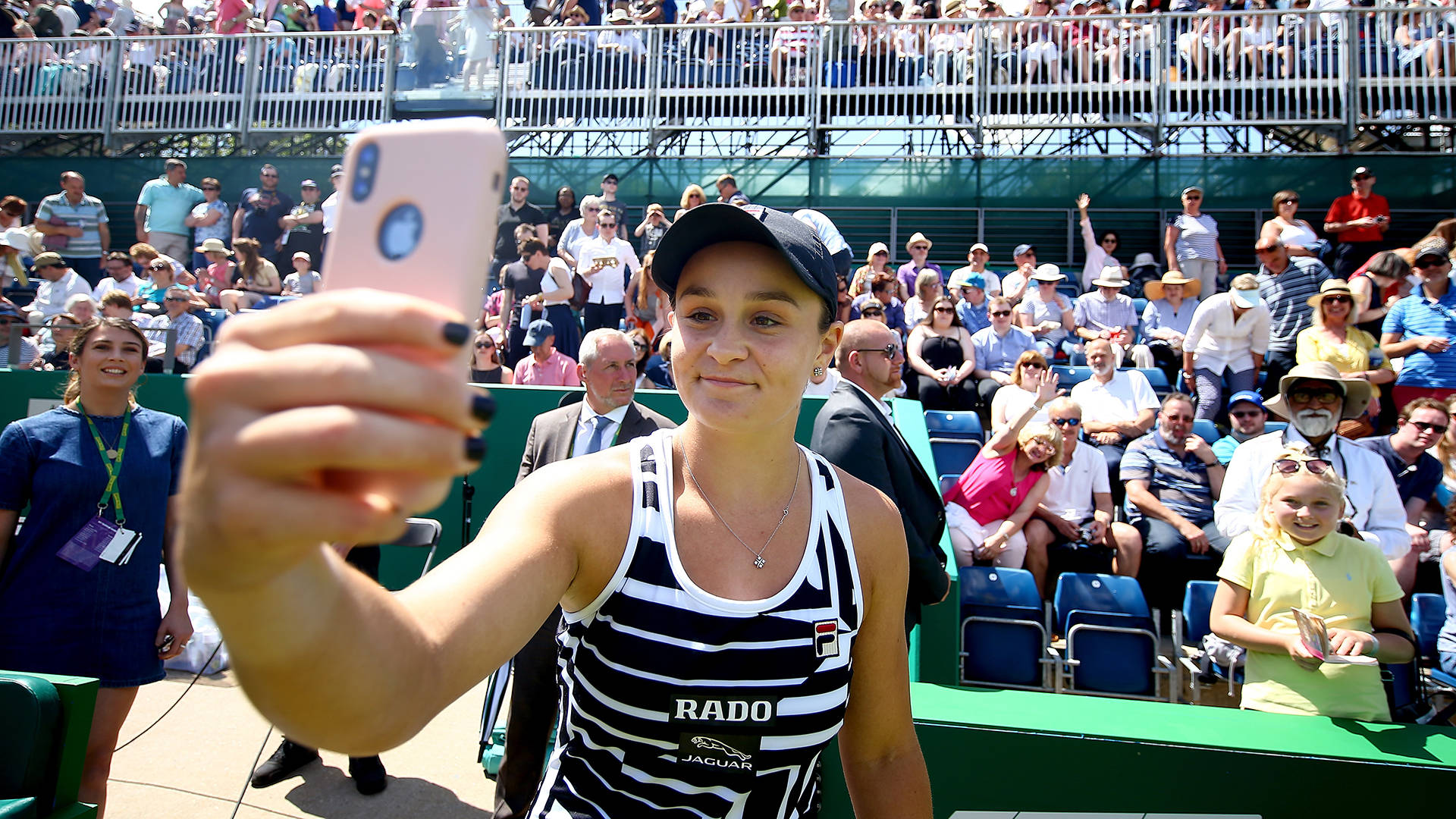 Ashleigh Barty Taking Selfie With Fans Wallpaper