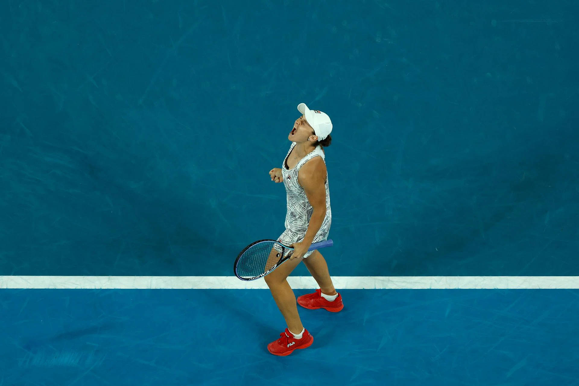 Intense Ashleigh Barty Yelling at the Sky Wallpaper