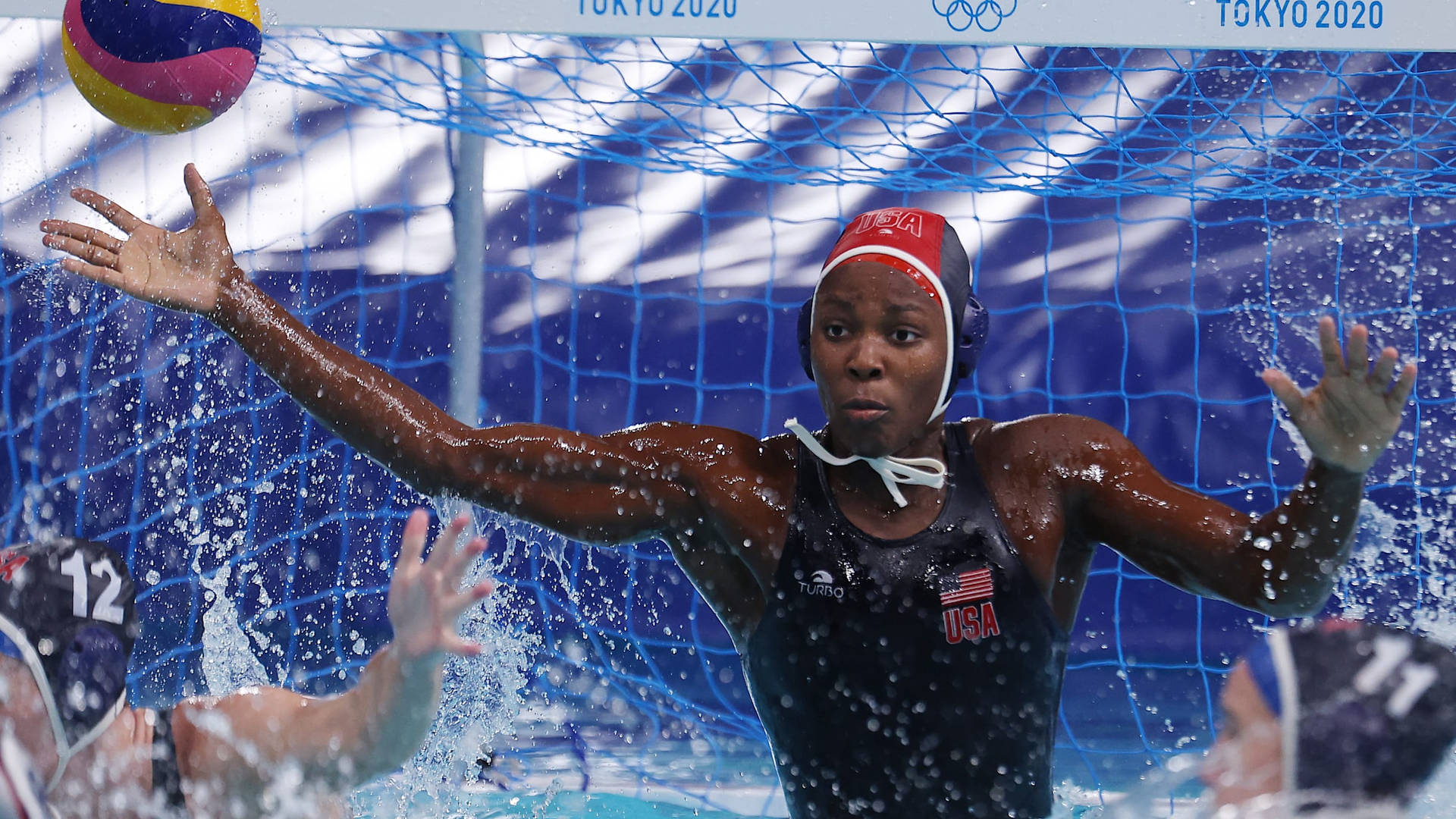 Ashleigh Johnson, Strong in the Game of Water Polo Wallpaper