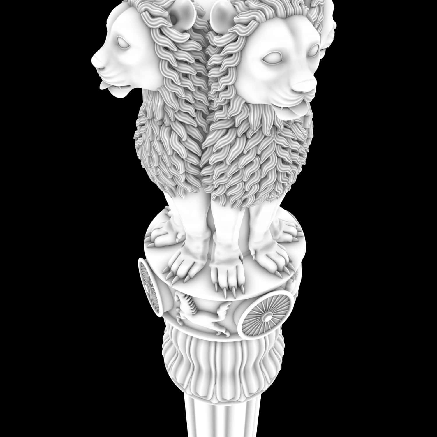 Titolomaestosa Statua Del Pilastro Di Ashoka In Grigio Sfondo