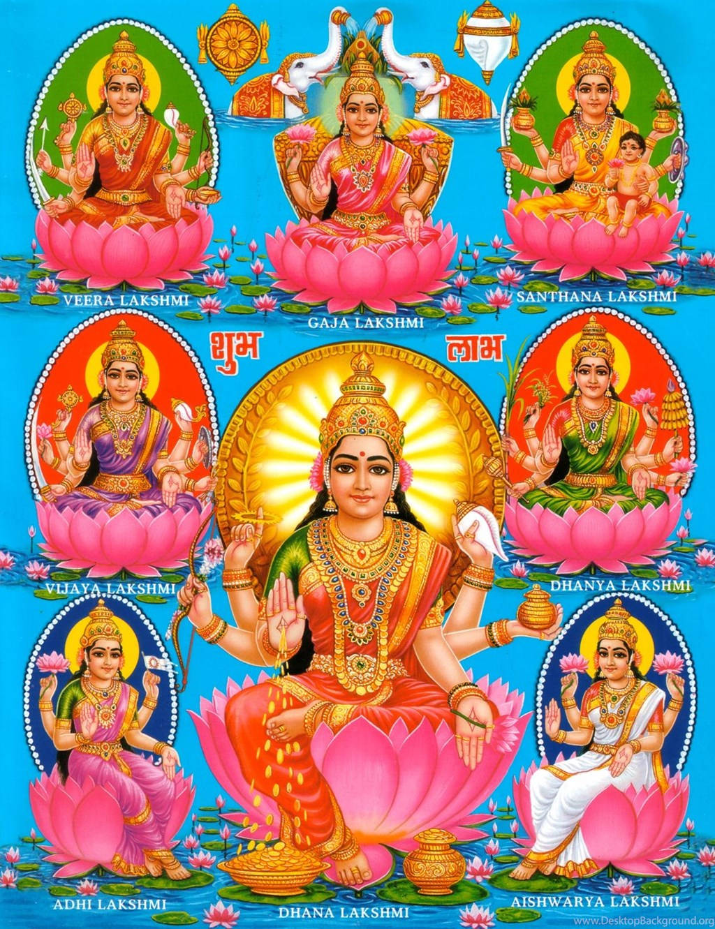 Ashta Lakshmi Hindu Goddess Of Beauty Wallpaper