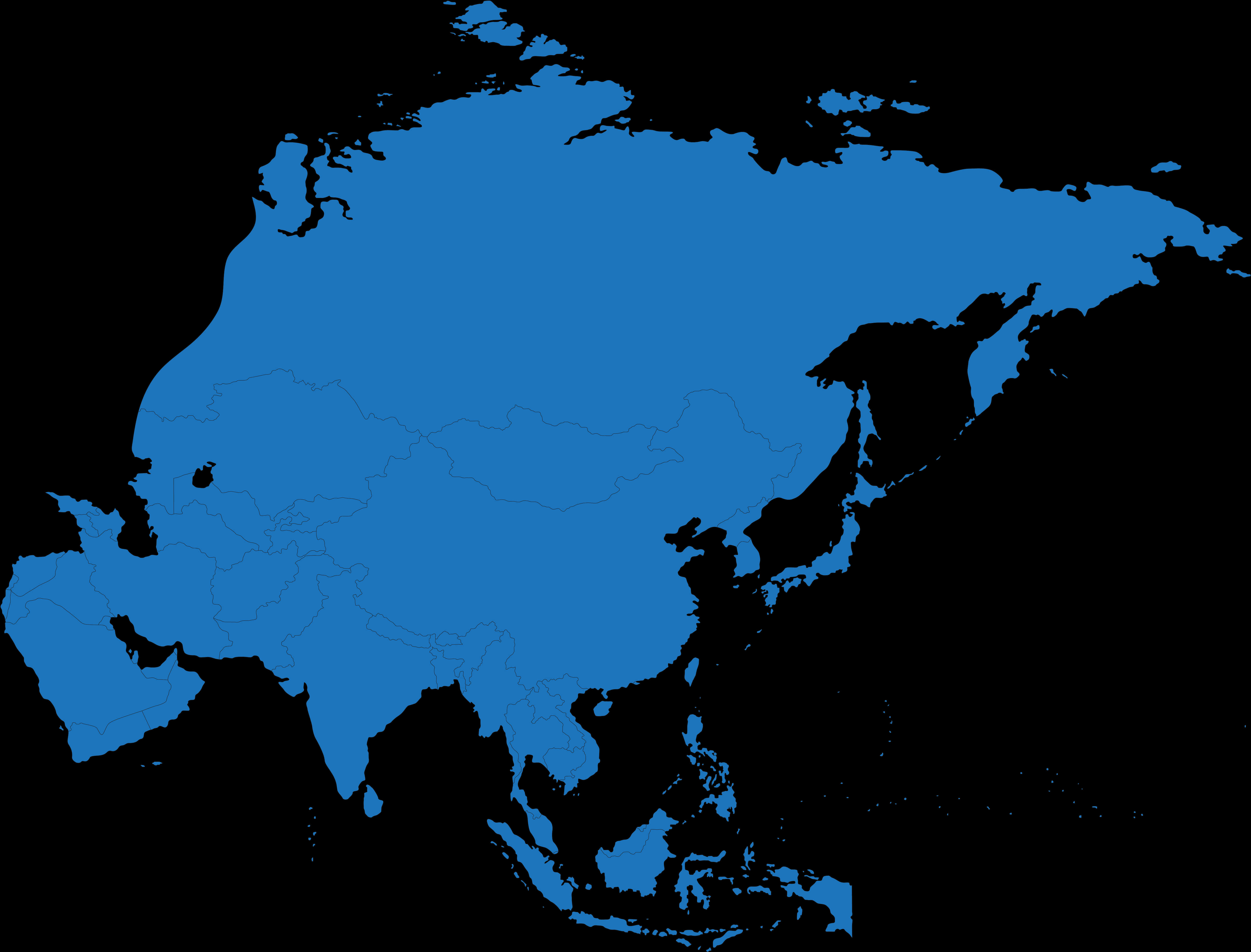 Asia Continent Outline Map PNG