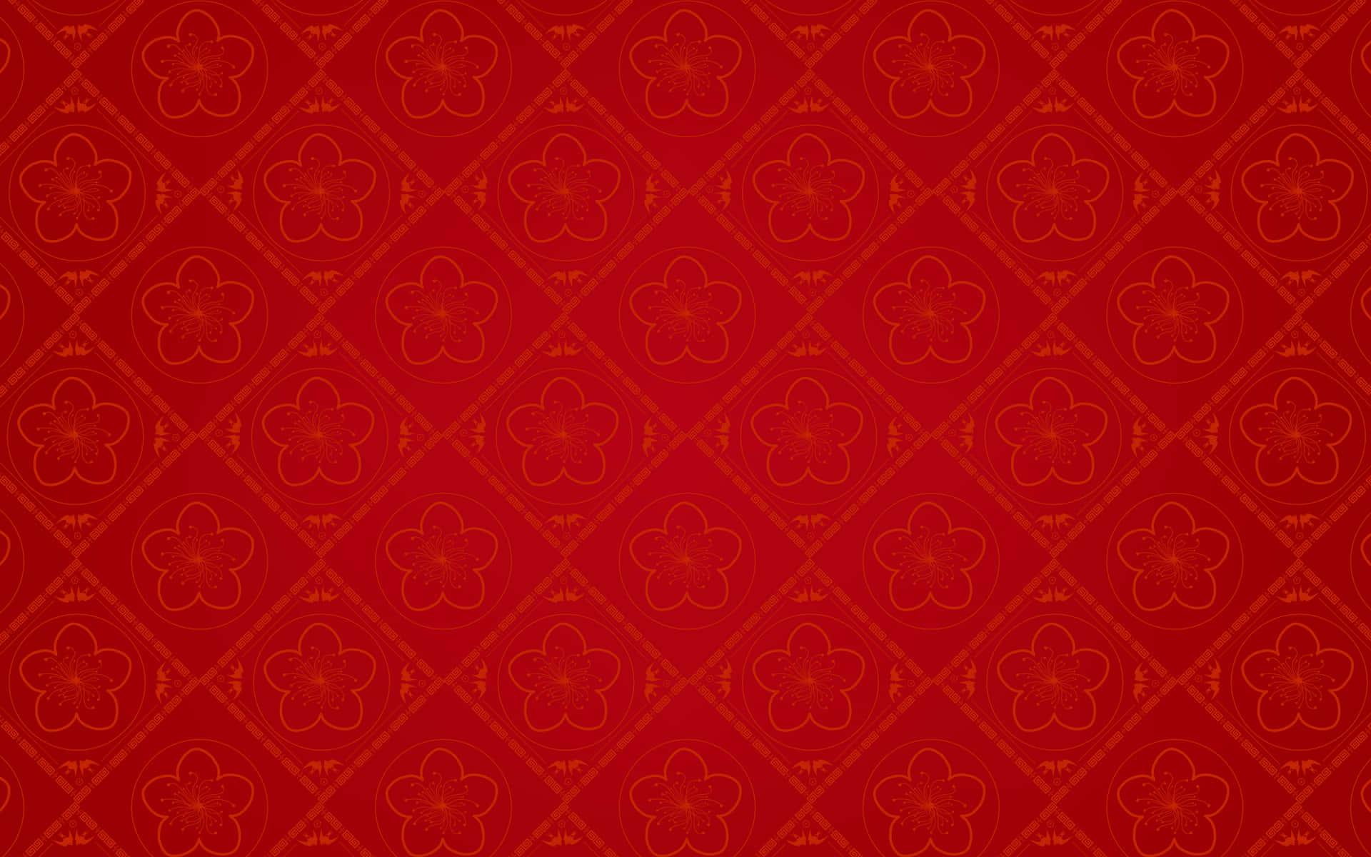 Red Wallpaper With A Pattern Of Flowers