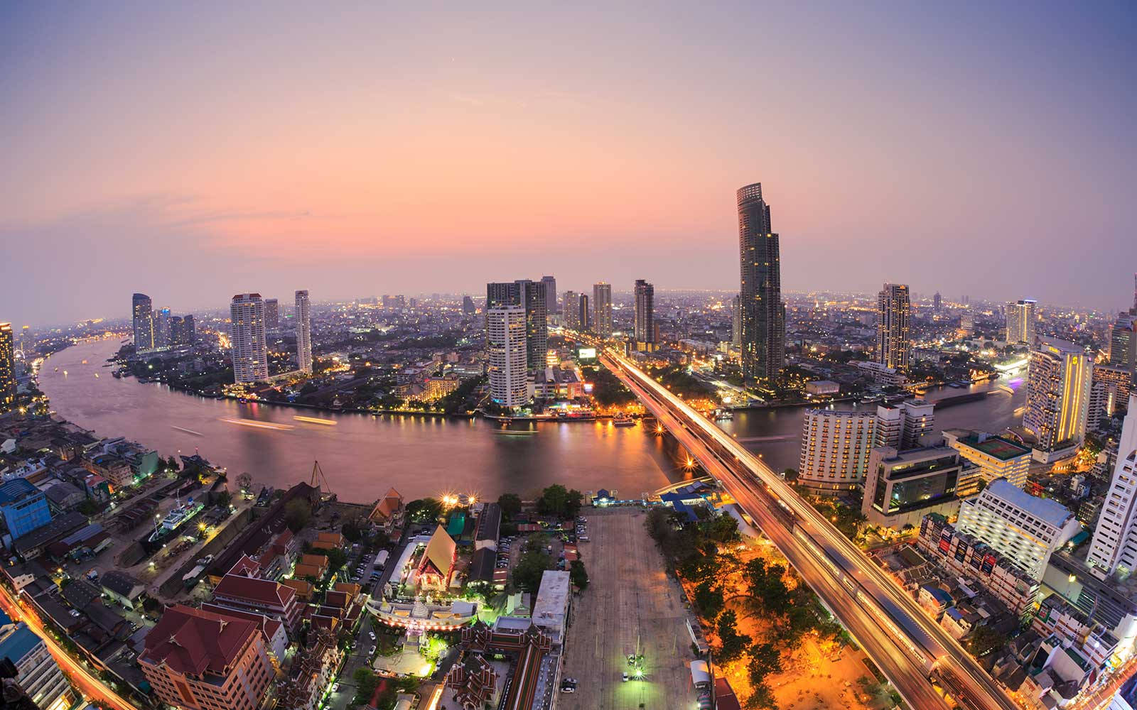 Asian City Bangkok Cityscape Wallpaper
