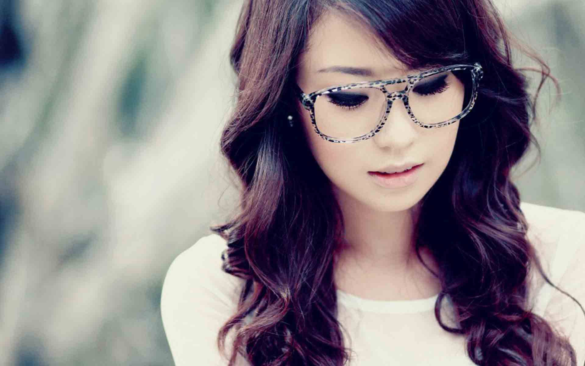 Asian Cute Girl With Glasses Background