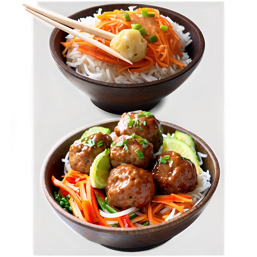 Asian Style Meatball Bowl Png 2 PNG