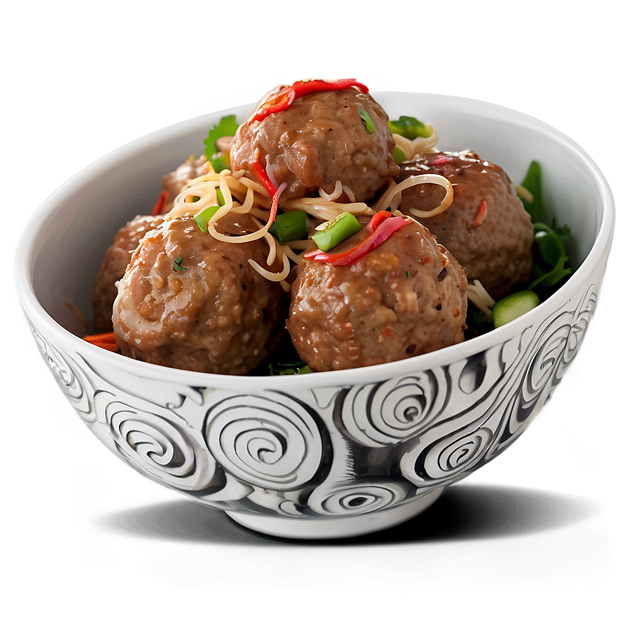 Asian Style Meatballs Bowl PNG