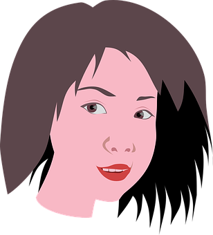 Asian Woman Vector Portrait PNG