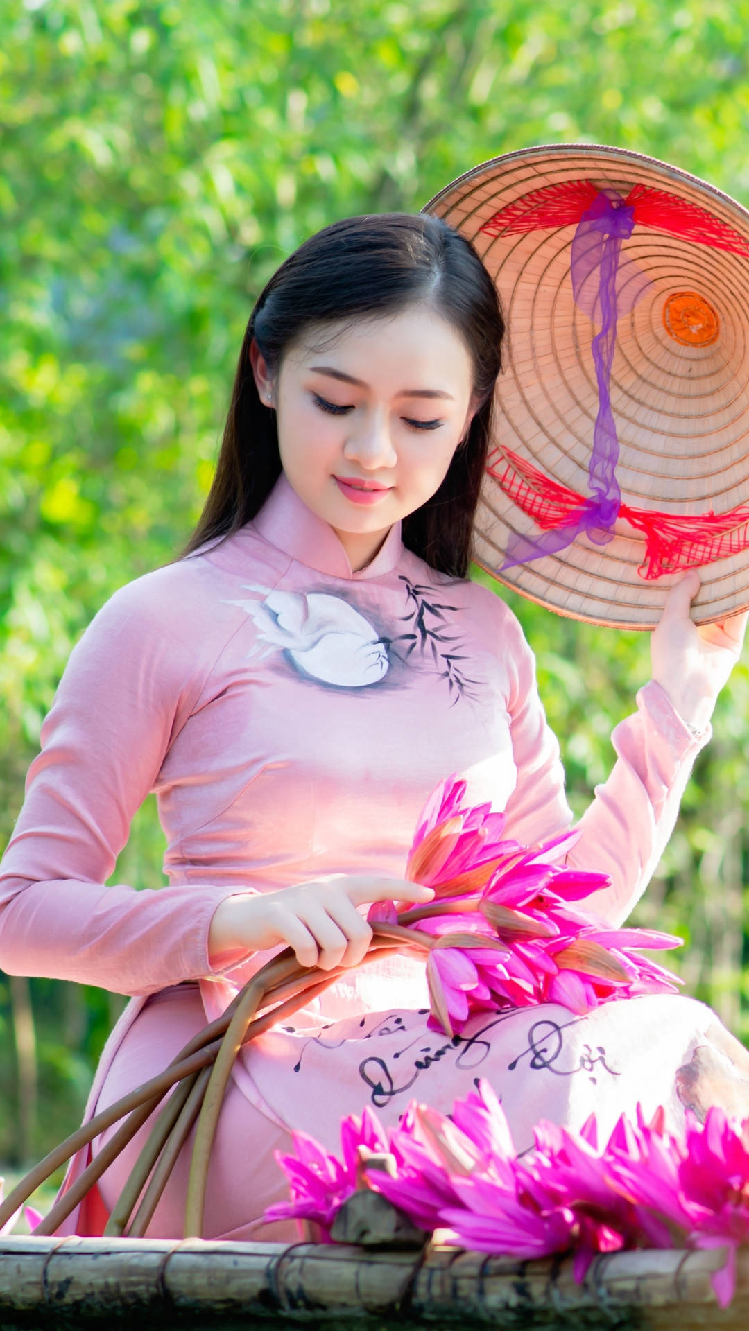 Asian Women Wearing Chinese Dress Background