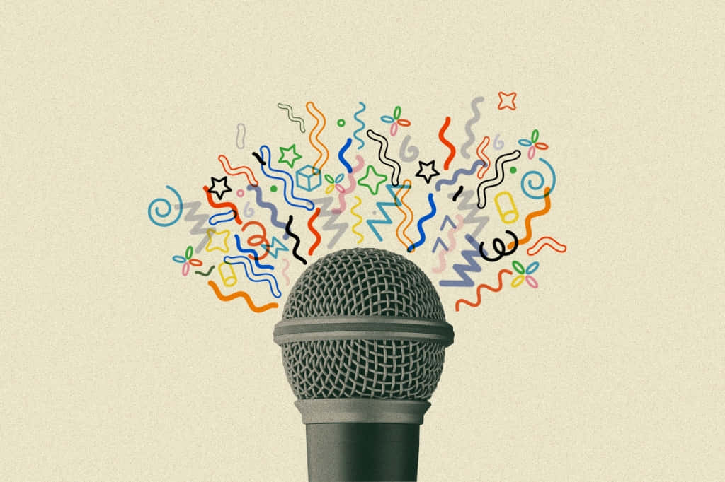 A Microphone With A Colorful Pattern Wallpaper