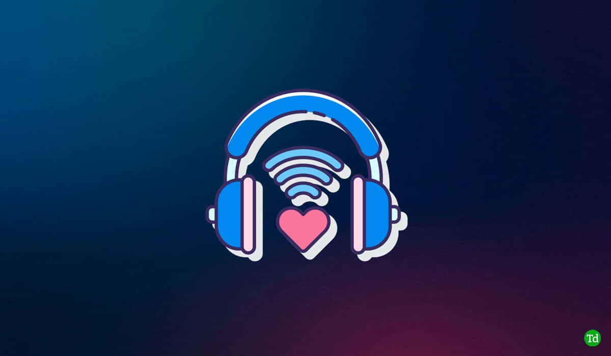 A Blue And Pink Headphones Logo With A Heart Wallpaper