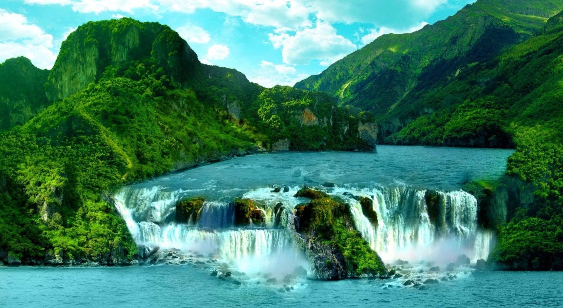 Assam India's Haflong Lake HD Waterfall Wallpaper