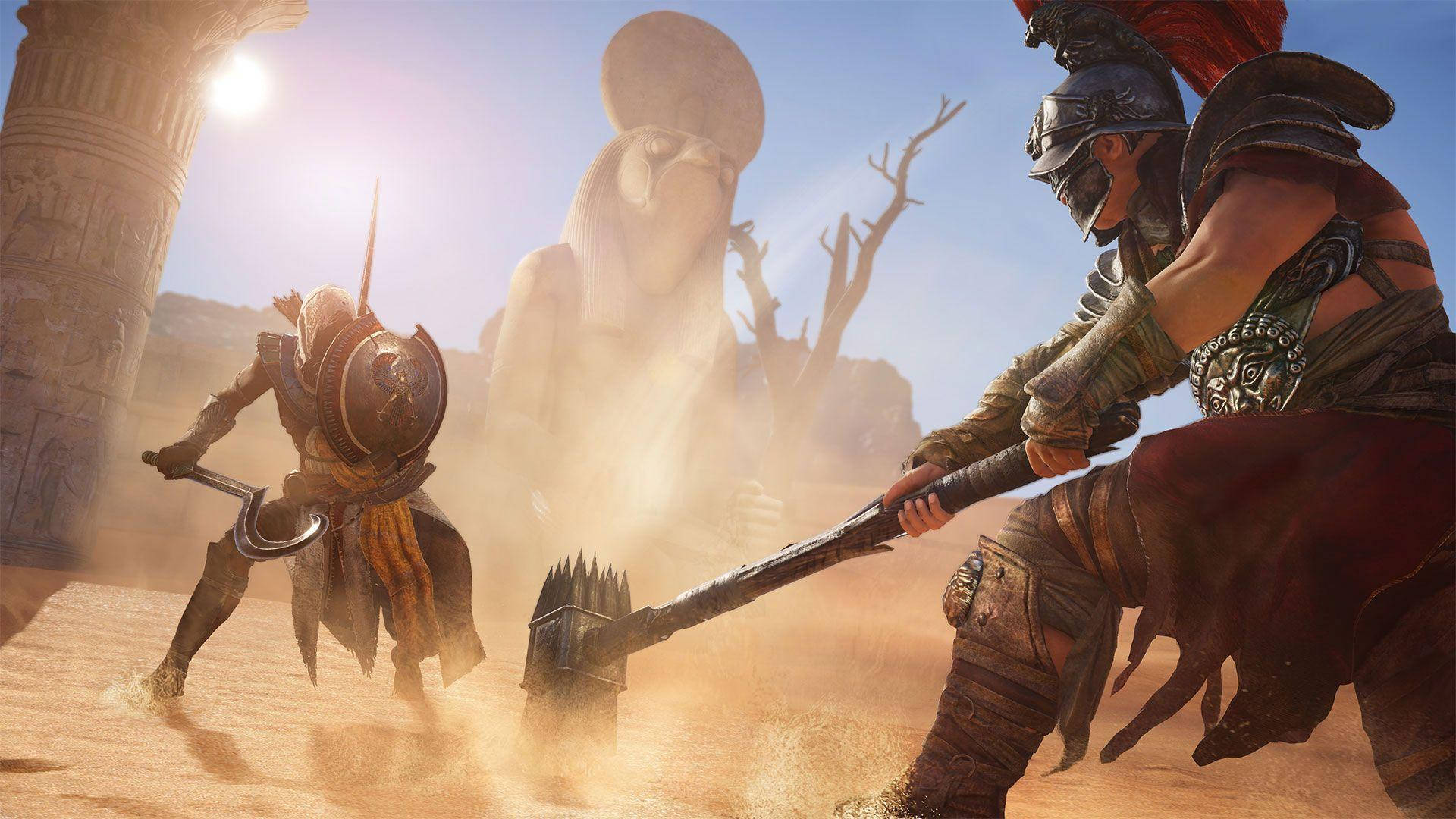 Assassin Creed Origins Characters Fighting Wallpaper