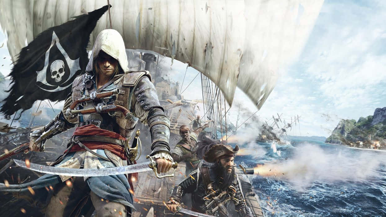 Epic Naval Battle in Assassin's Creed 4 Black Flag Wallpaper