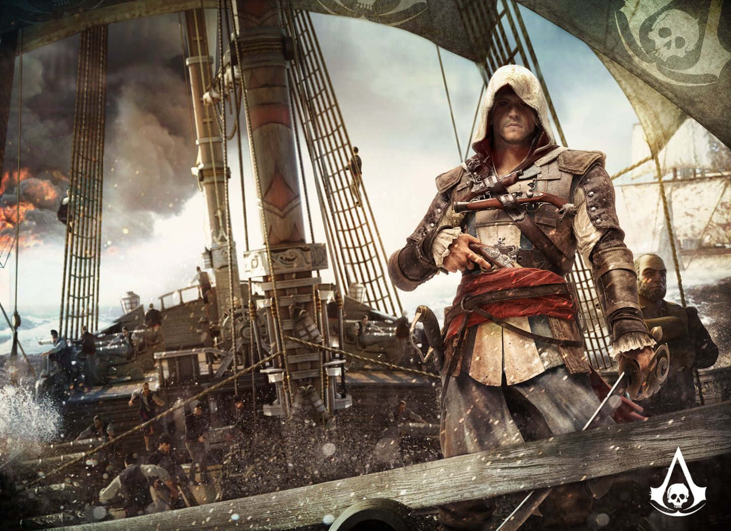 Epic Ship Battle Scene in Assassin's Creed 4 Black Flag Wallpaper