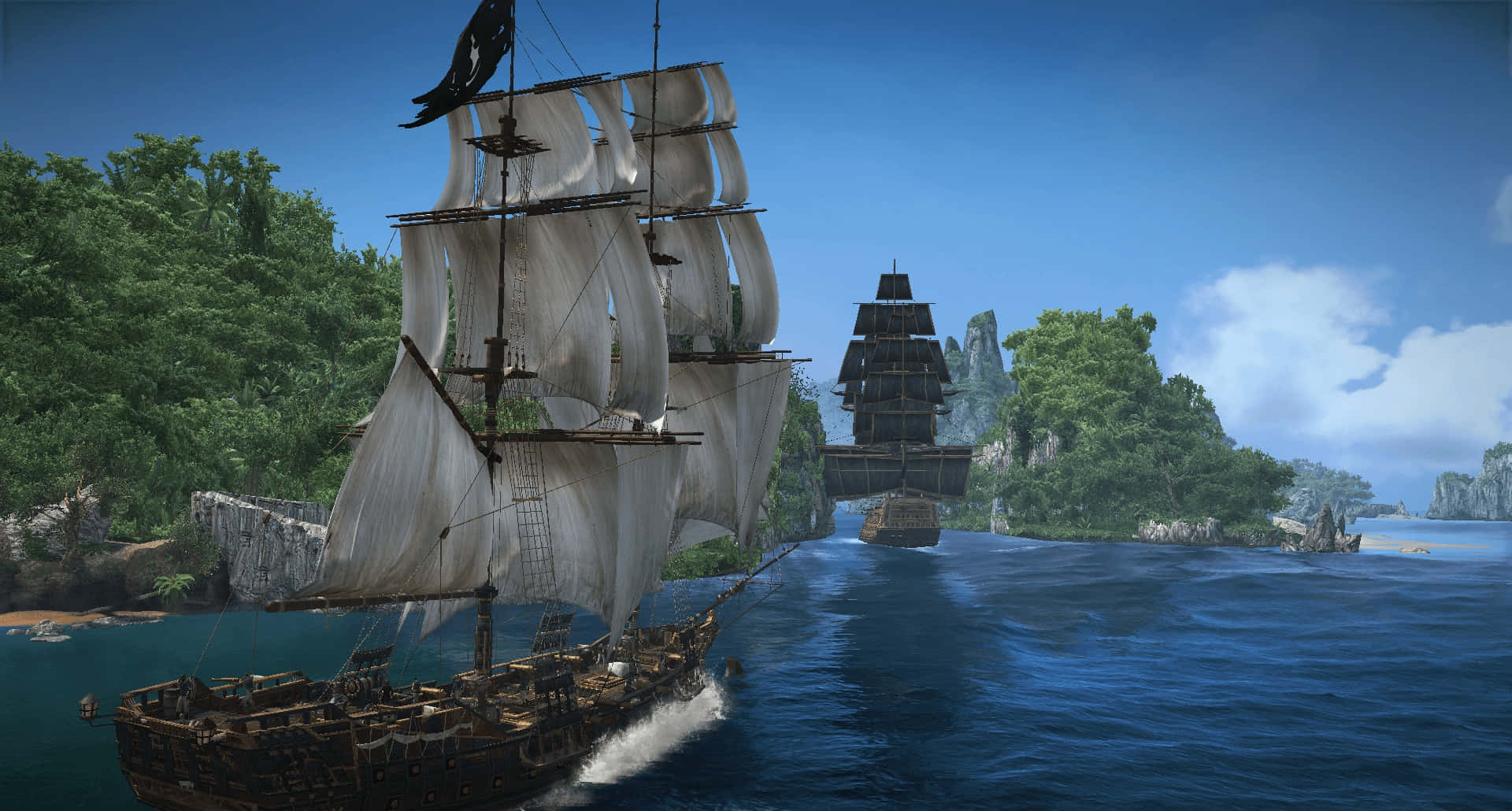 Intense Naval Combat in Assassin's Creed 4: Black Flag Wallpaper