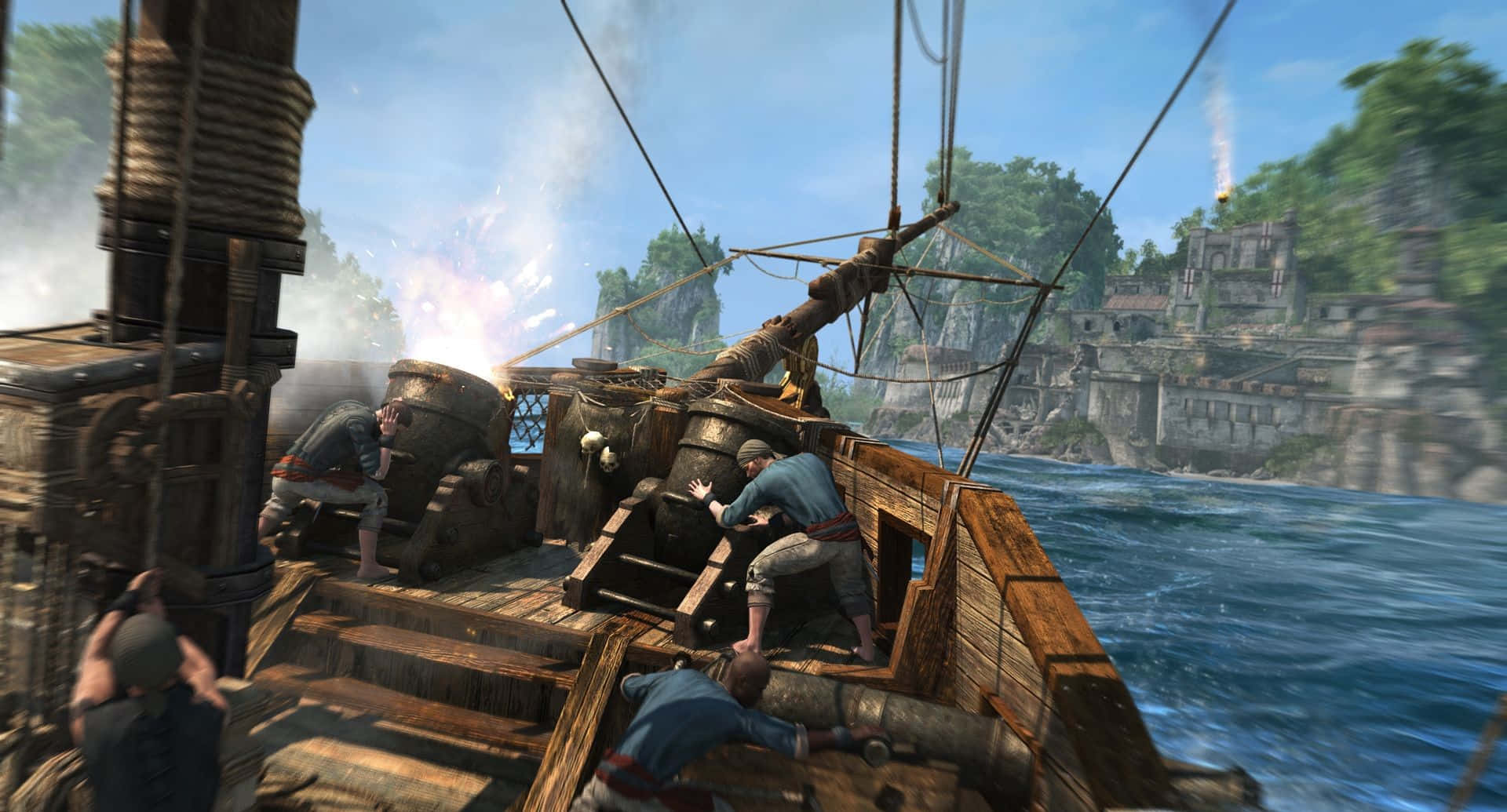 Épicocombate Naval En Assassin's Creed 4: Black Flag Fondo de pantalla