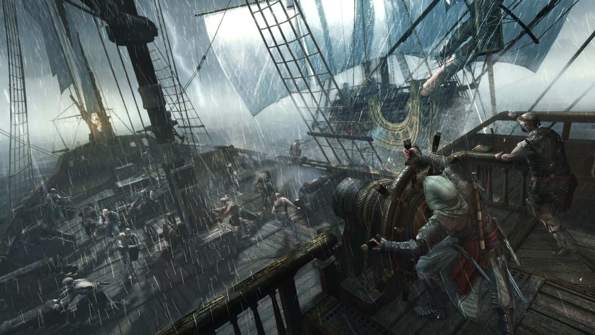 Epic Ship Battle in Assassin's Creed 4: Black Flag Wallpaper
