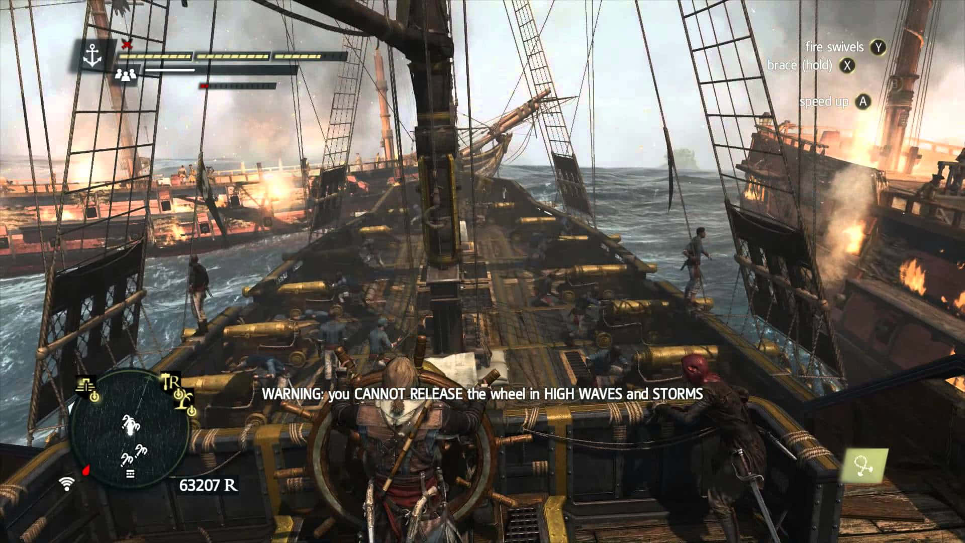 Intensocombate Naval En Assassin's Creed 4: Black Flag. Fondo de pantalla
