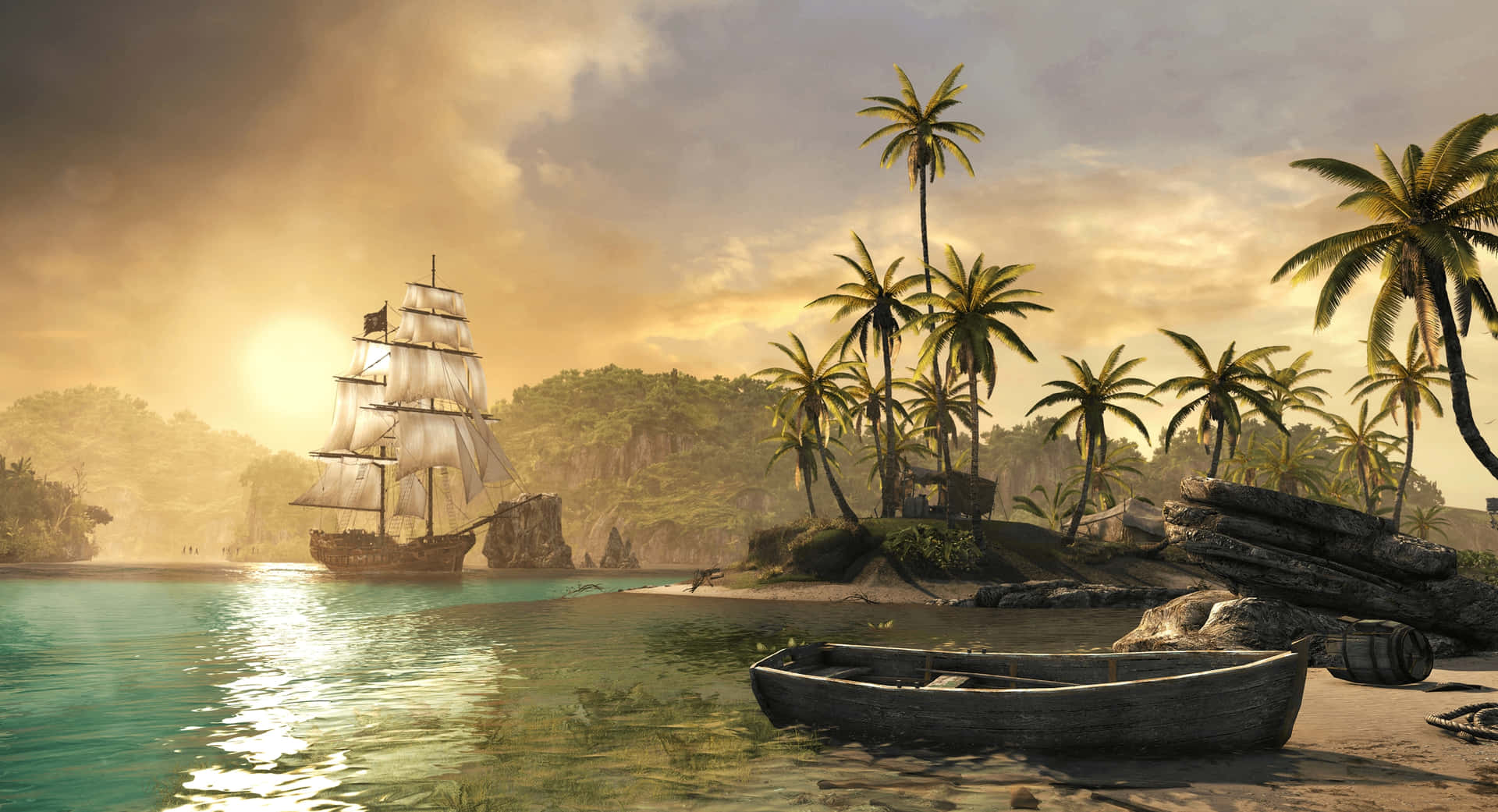 Intense Ship Combat in Assassin's Creed 4 Black Flag Wallpaper