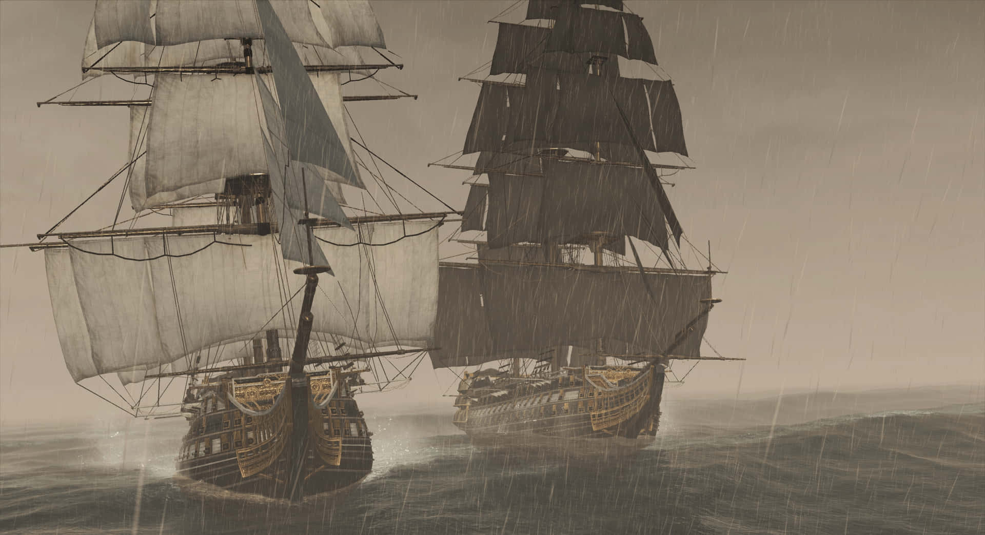 Epic Naval Battle in Assassin's Creed 4: Black Flag Wallpaper