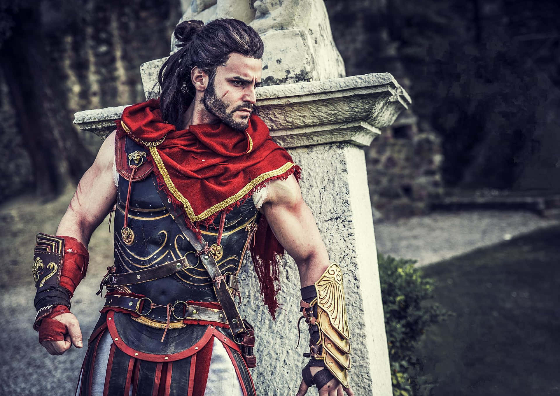 Alexios - The Fierce Spartan Mercenary in Assassin's Creed Odyssey Wallpaper