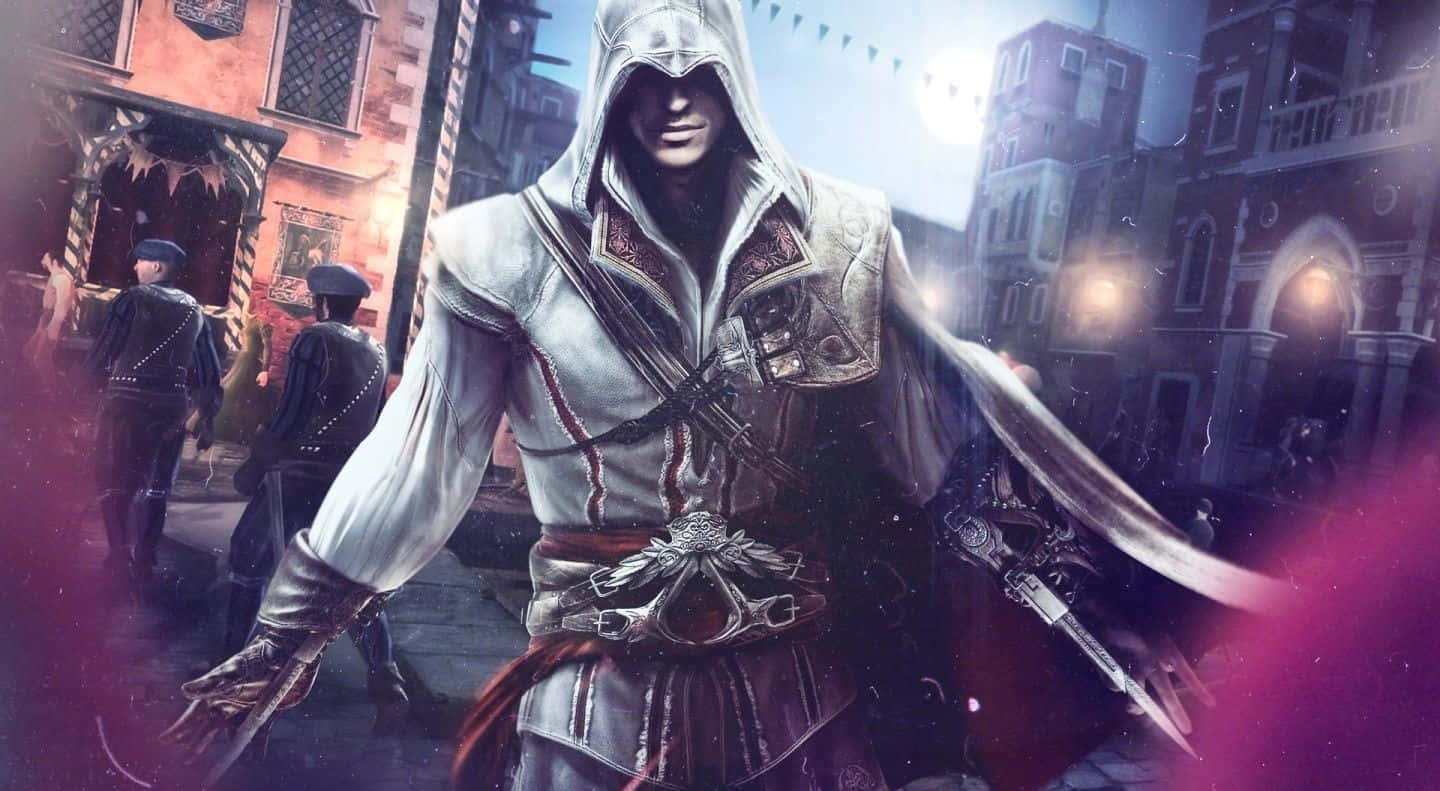 Ezio Auditore in action during Assassin's Creed Brotherhood Wallpaper