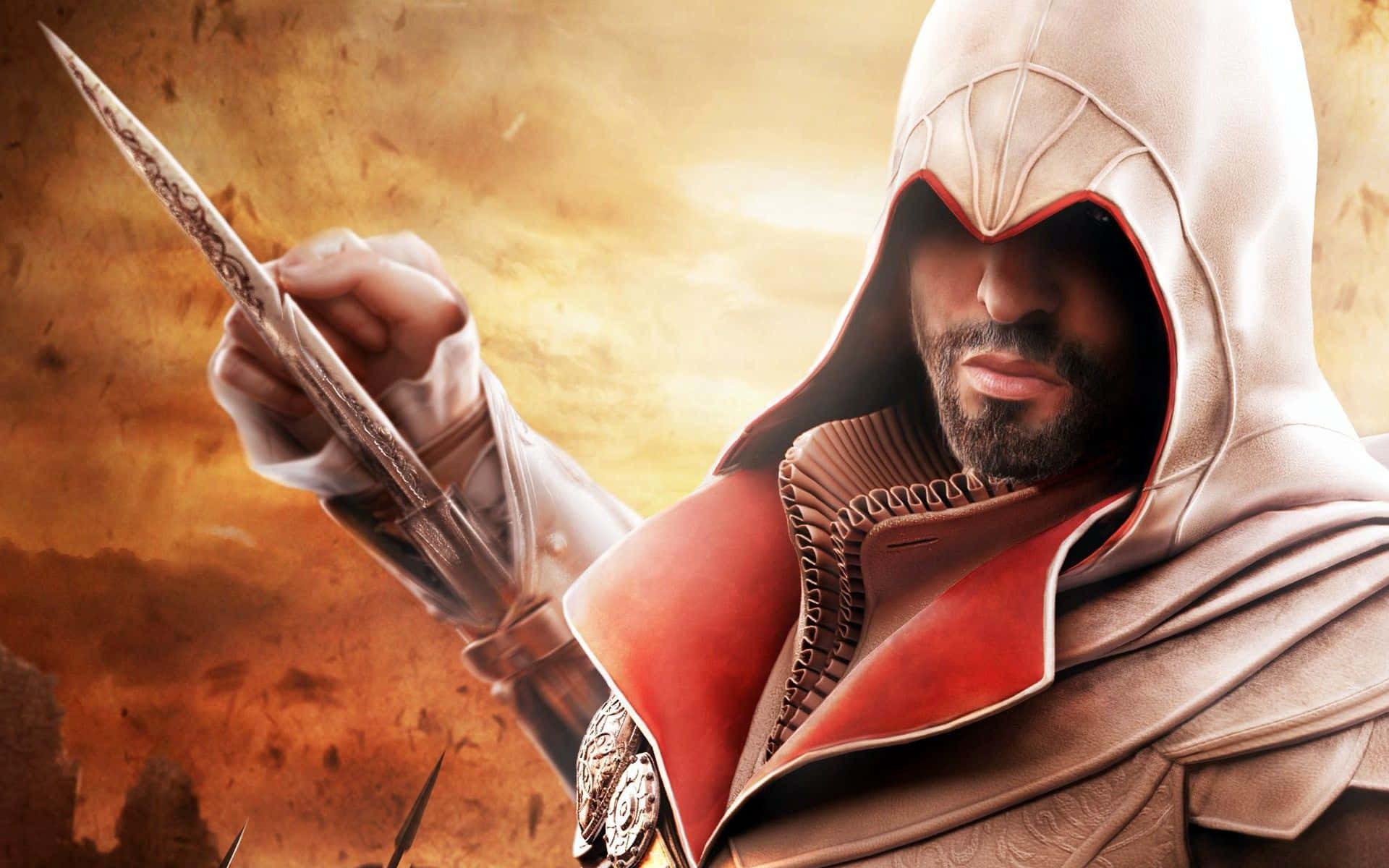Ezio Auditore in action in Assassin's Creed Brotherhood Wallpaper