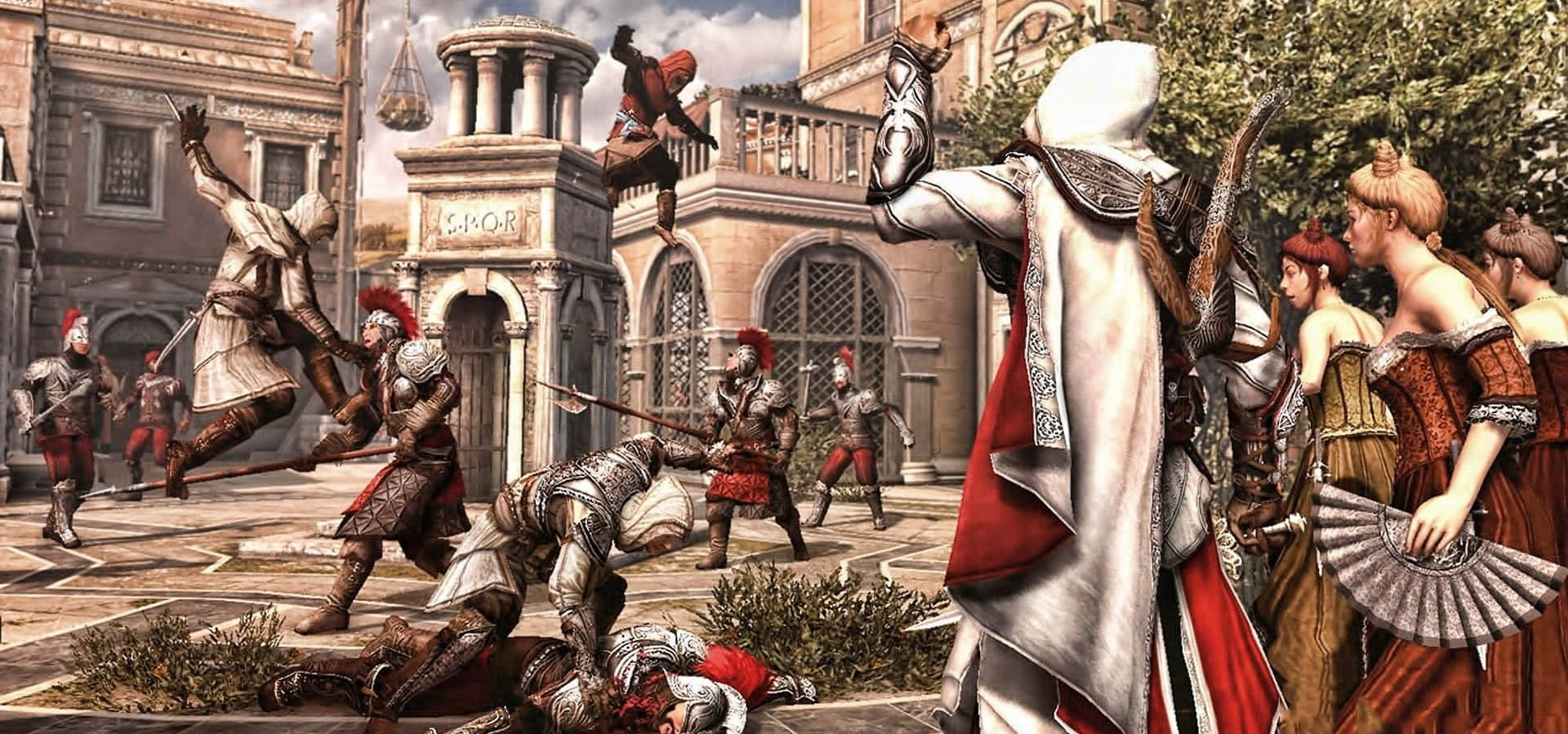 Assassin's Creed Brotherhood - Ezio and the Brotherhood in Action Wallpaper