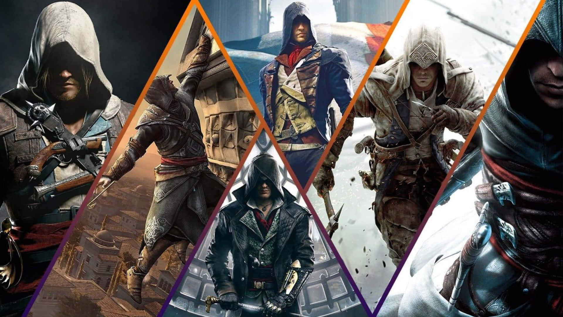 Personajesicónicos De Assassin's Creed Reunidos Juntos Fondo de pantalla