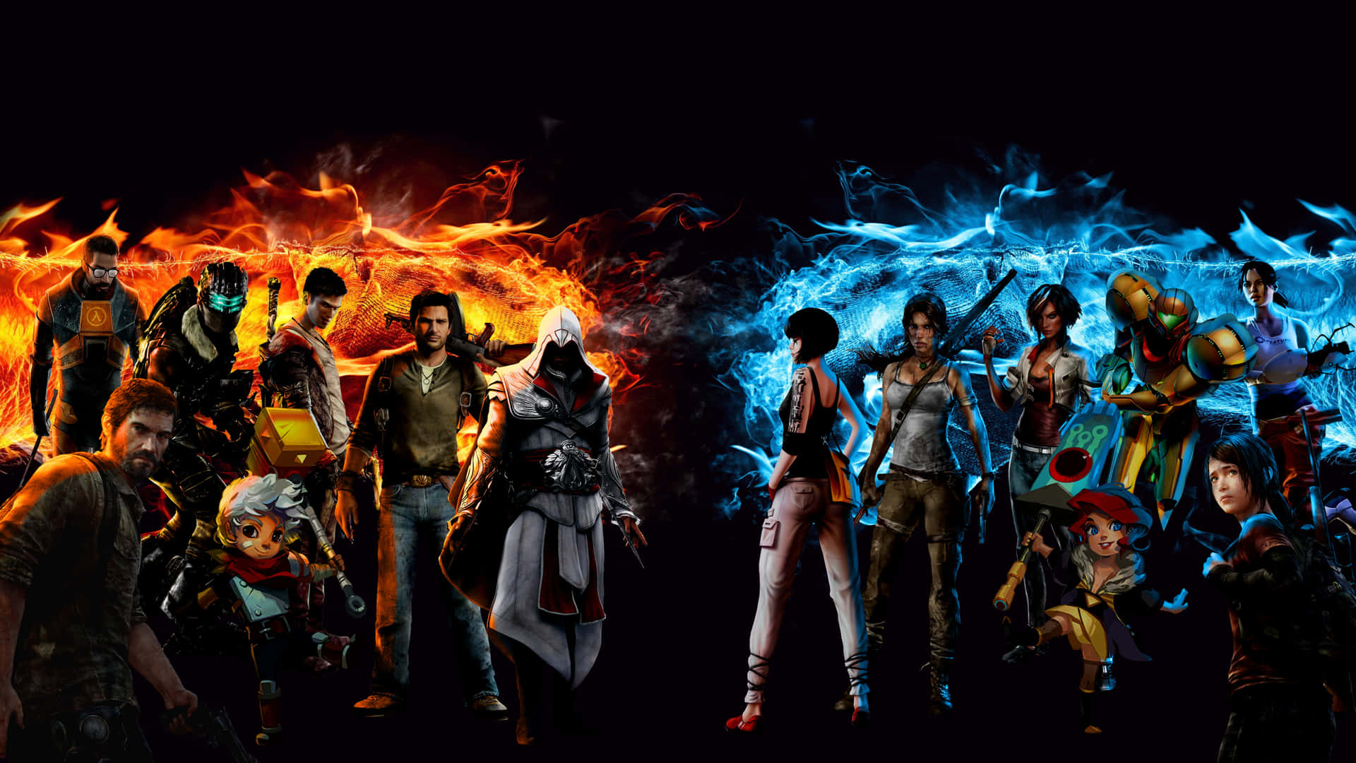 Iconic Assassin's Creed Characters United in Action Wallpaper
