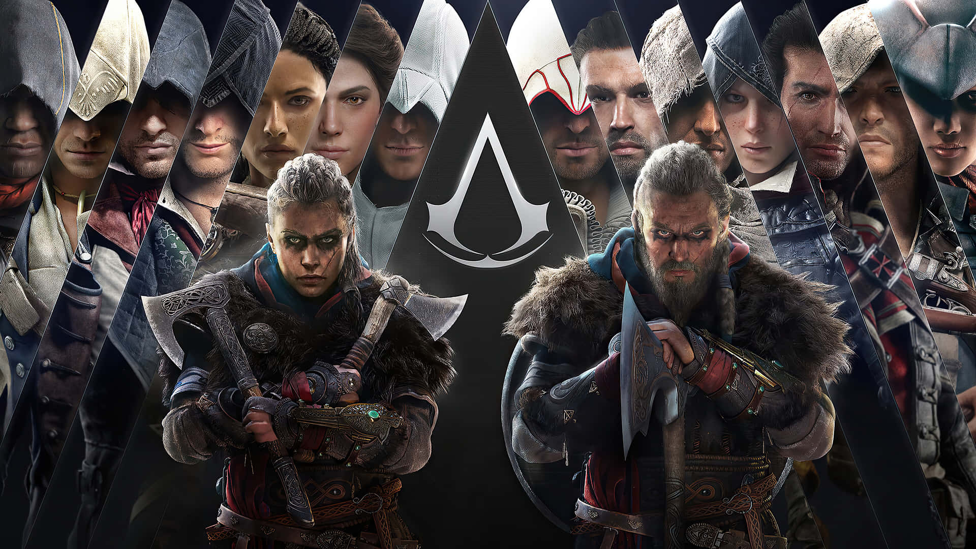 Iconic Assassin's Creed characters united in one epic depiction. Wallpaper