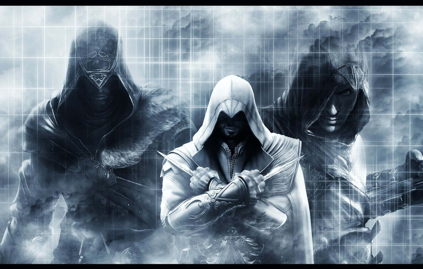 Assassin'screed - Ezio Auditore Posando Con Las Cuchillas Ocultas Fondo de pantalla