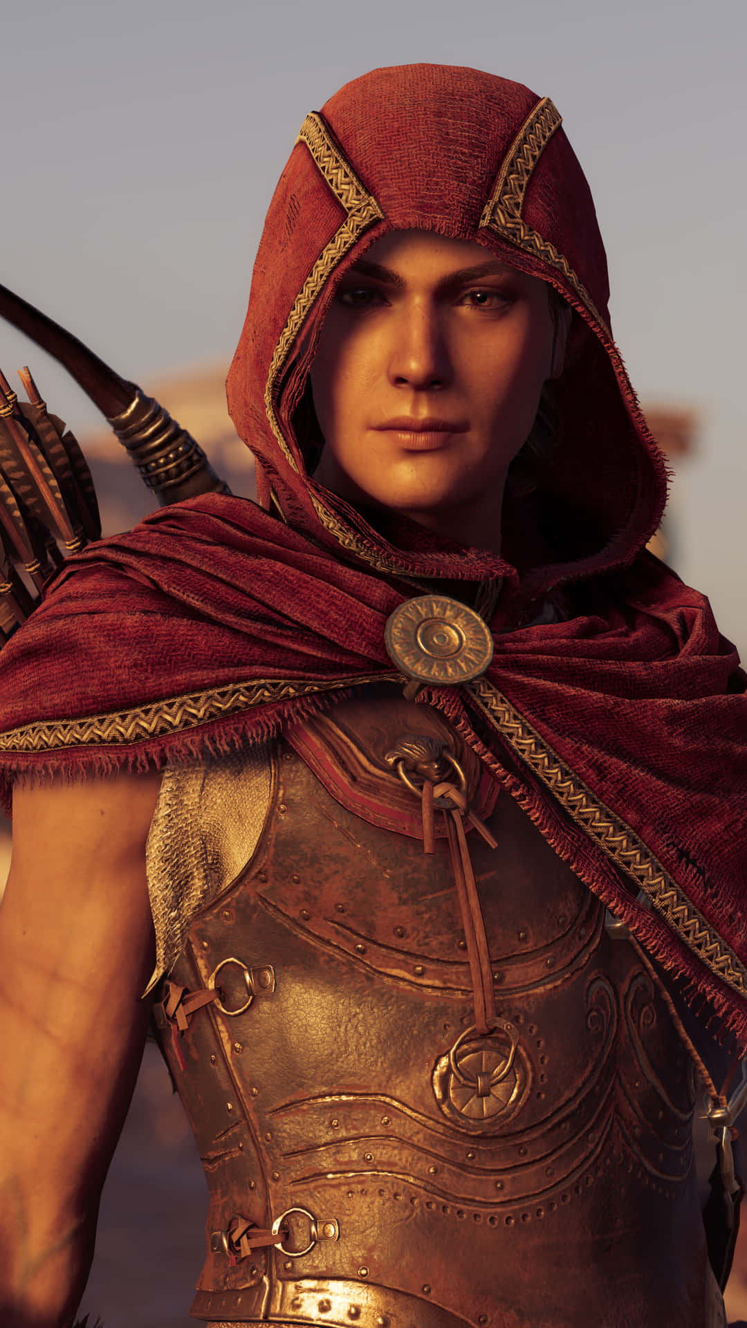 Fondode Pantalla De Assassin's Creed Odyssey Con Kassandra Con Capucha.