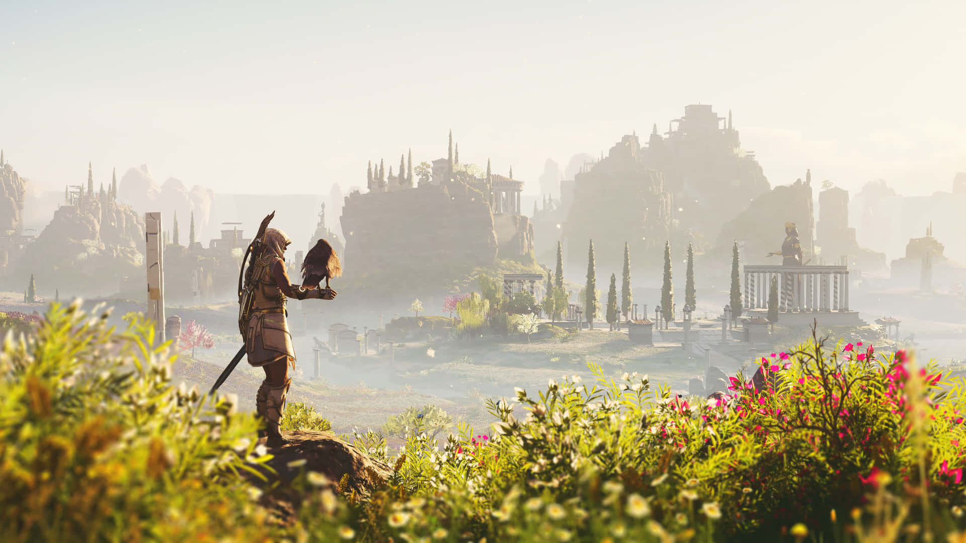 Assassin's Creed Odyssey Background Holding Eagle