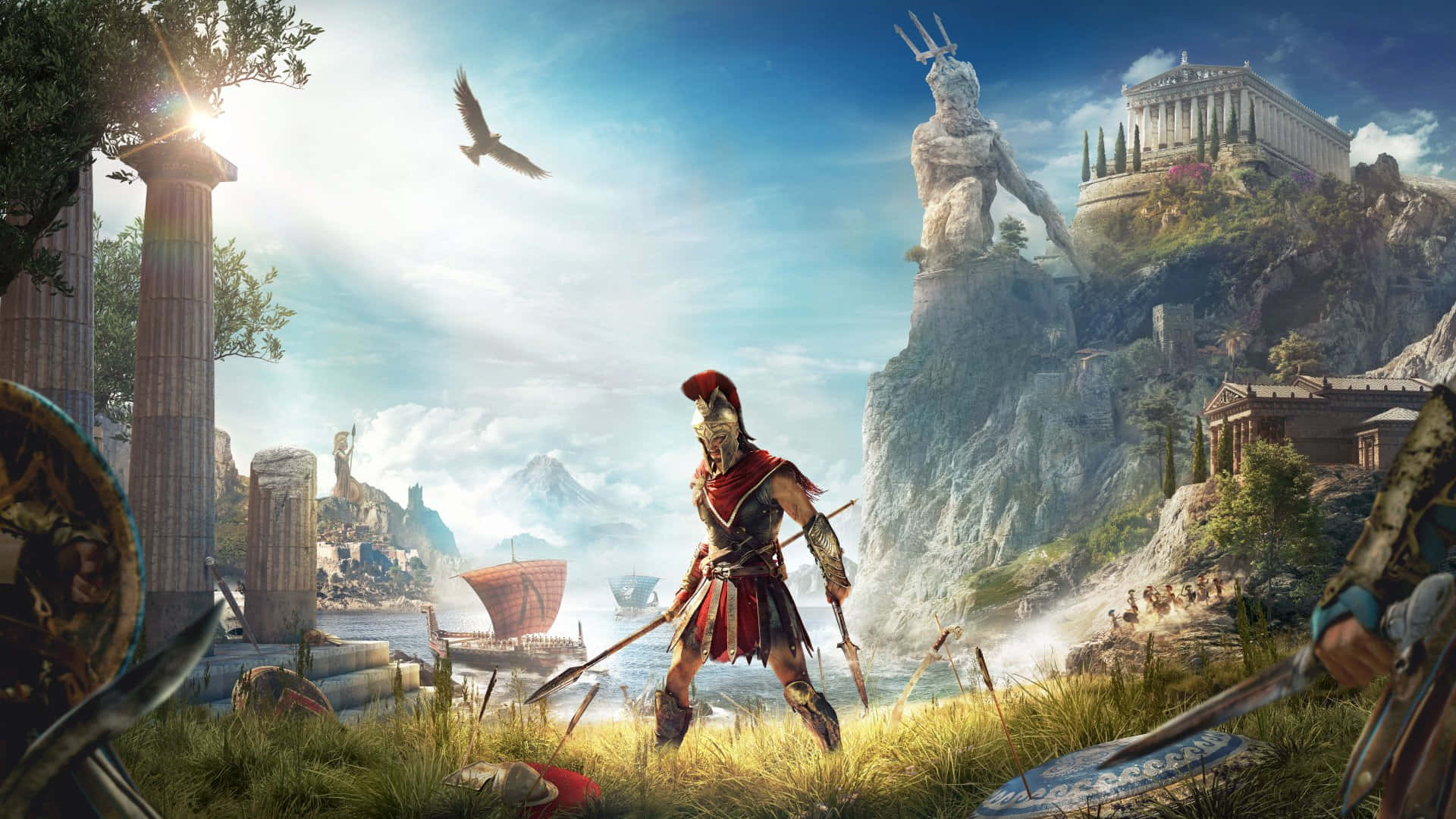 Fondode Pantalla De Assassin's Creed Odyssey Guerra En El Olimpo.