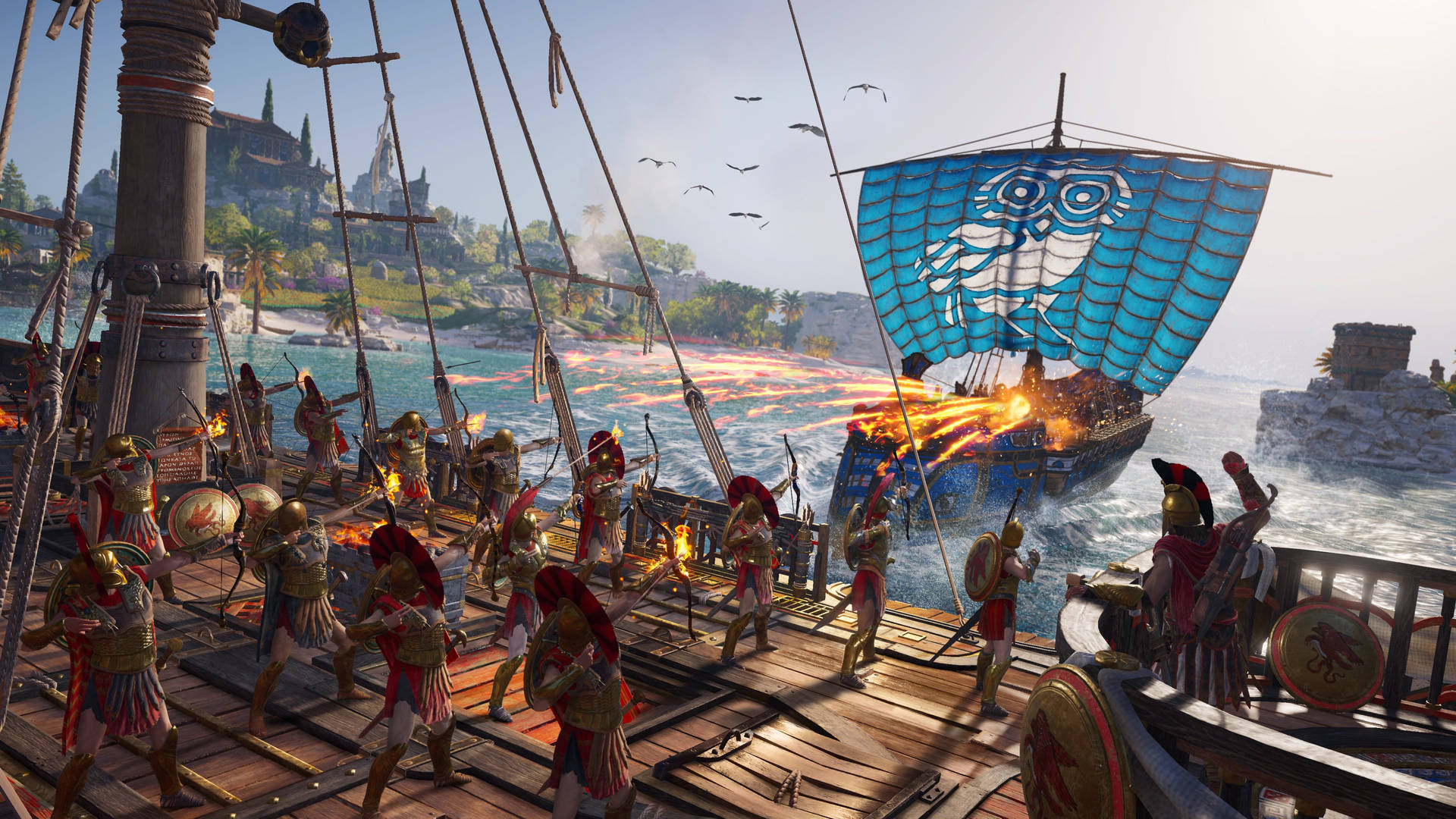 Assassin's Creed Odyssey Ship Battle Wallpaper