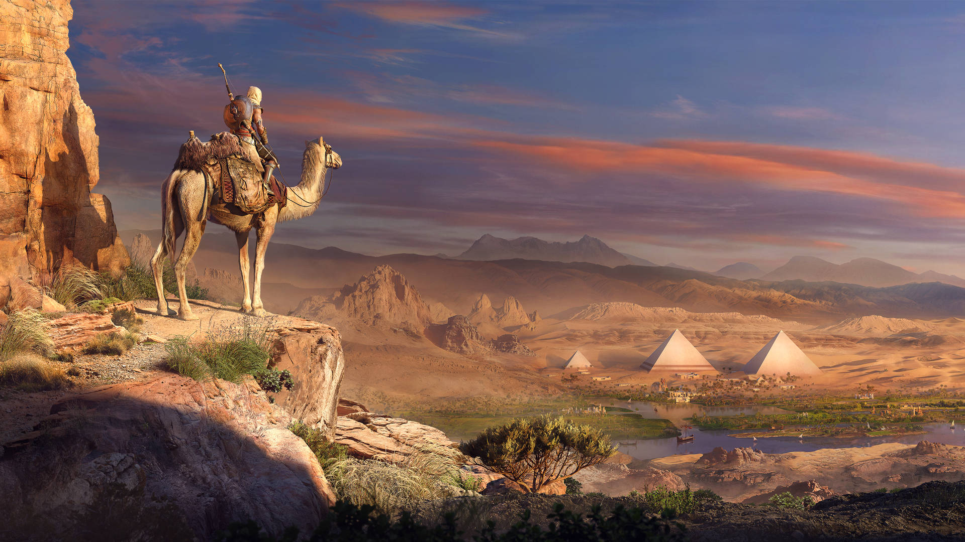 Assassin's Creed Origins Bayek Riding Camel Wallpaper