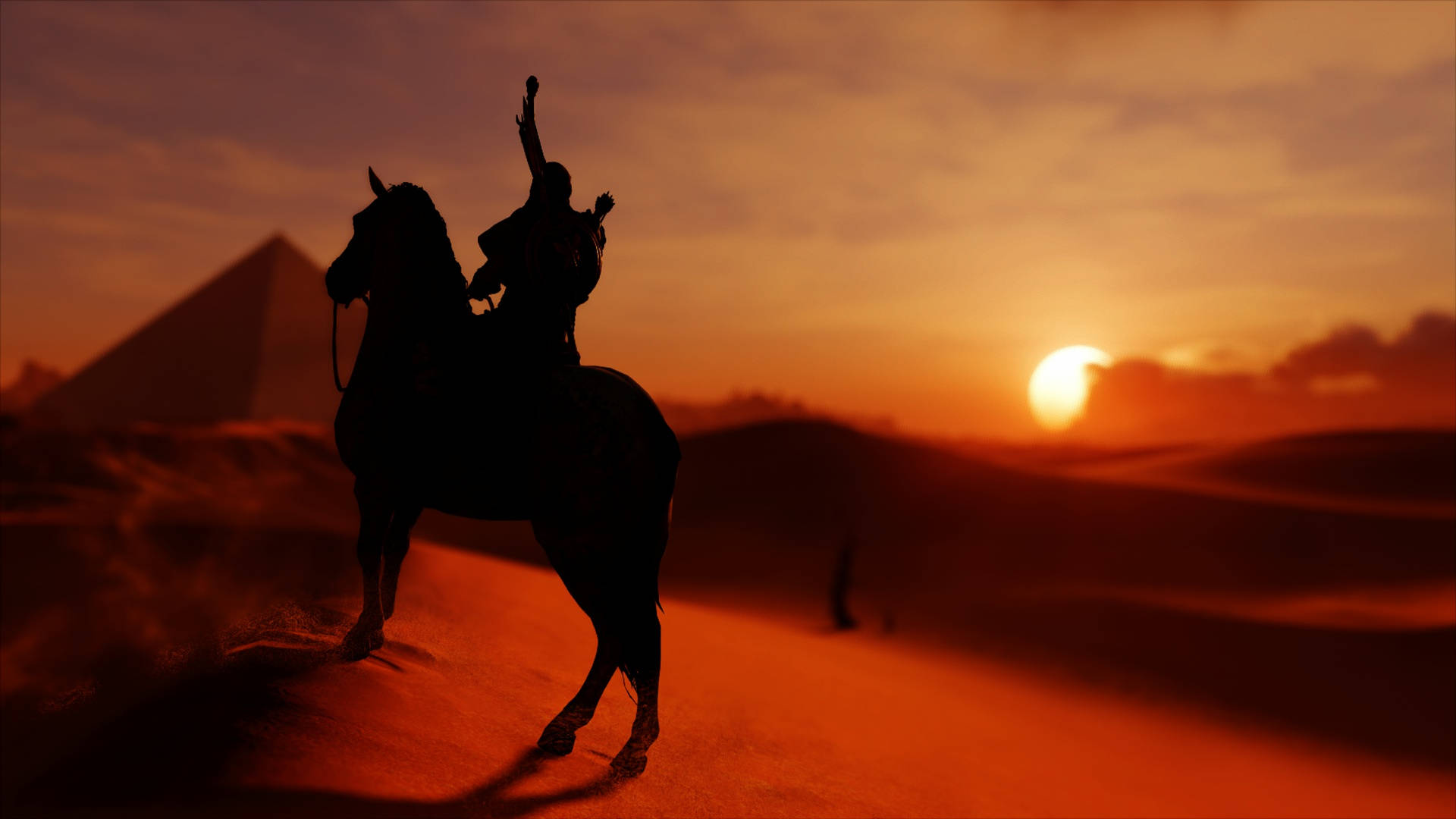 Assassin's Creed Origins Bayek Sunset Silhouette Wallpaper