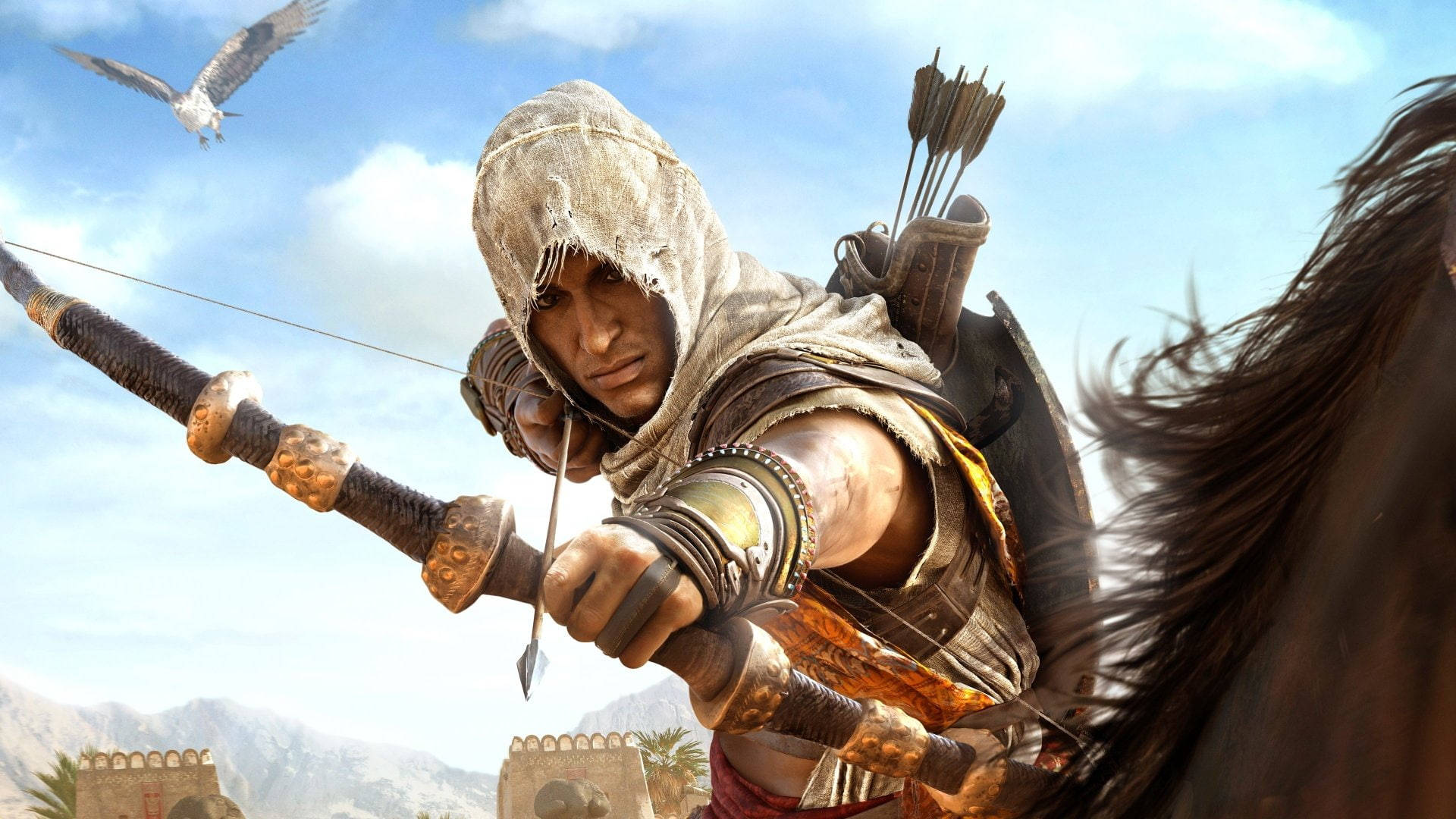 Assassin's Creed Origins Bayek With Bow Wallpaper