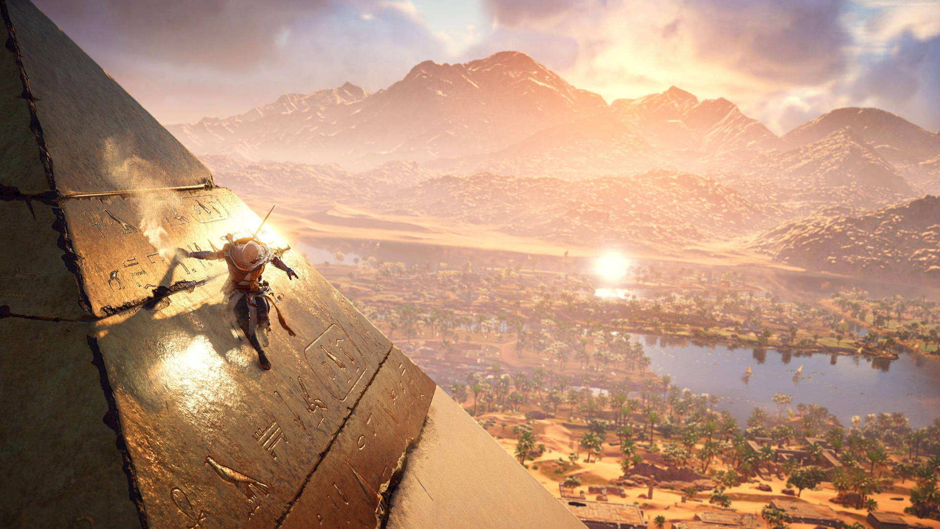 Assassin's Creed Origins Climbing Pyramid Wallpaper