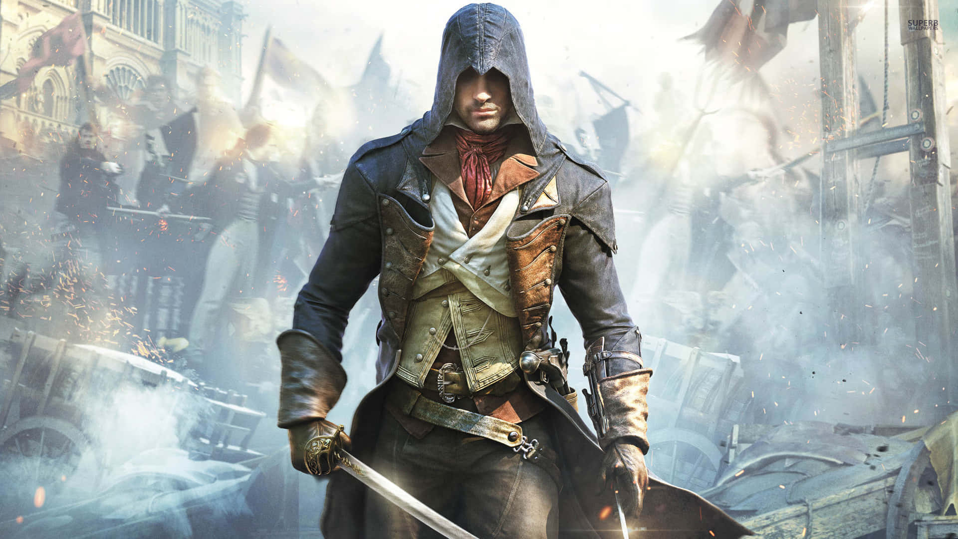 Héroeen Acción De Assassin's Creed Unity Fondo de pantalla