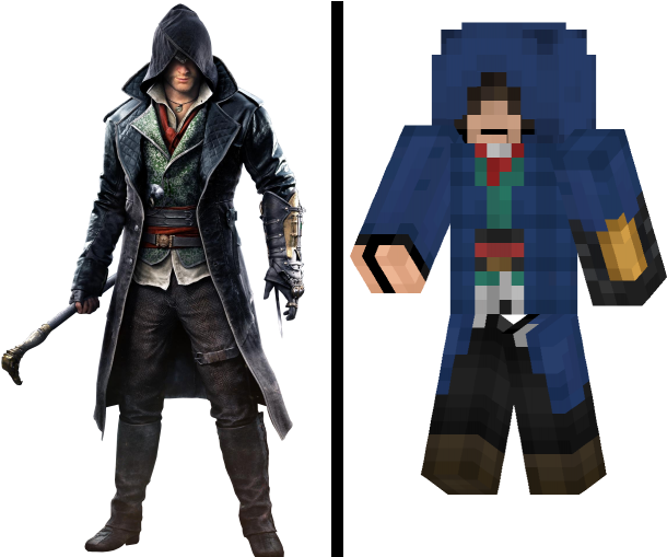 Assassins Creed Characterand Minecraft Skin PNG