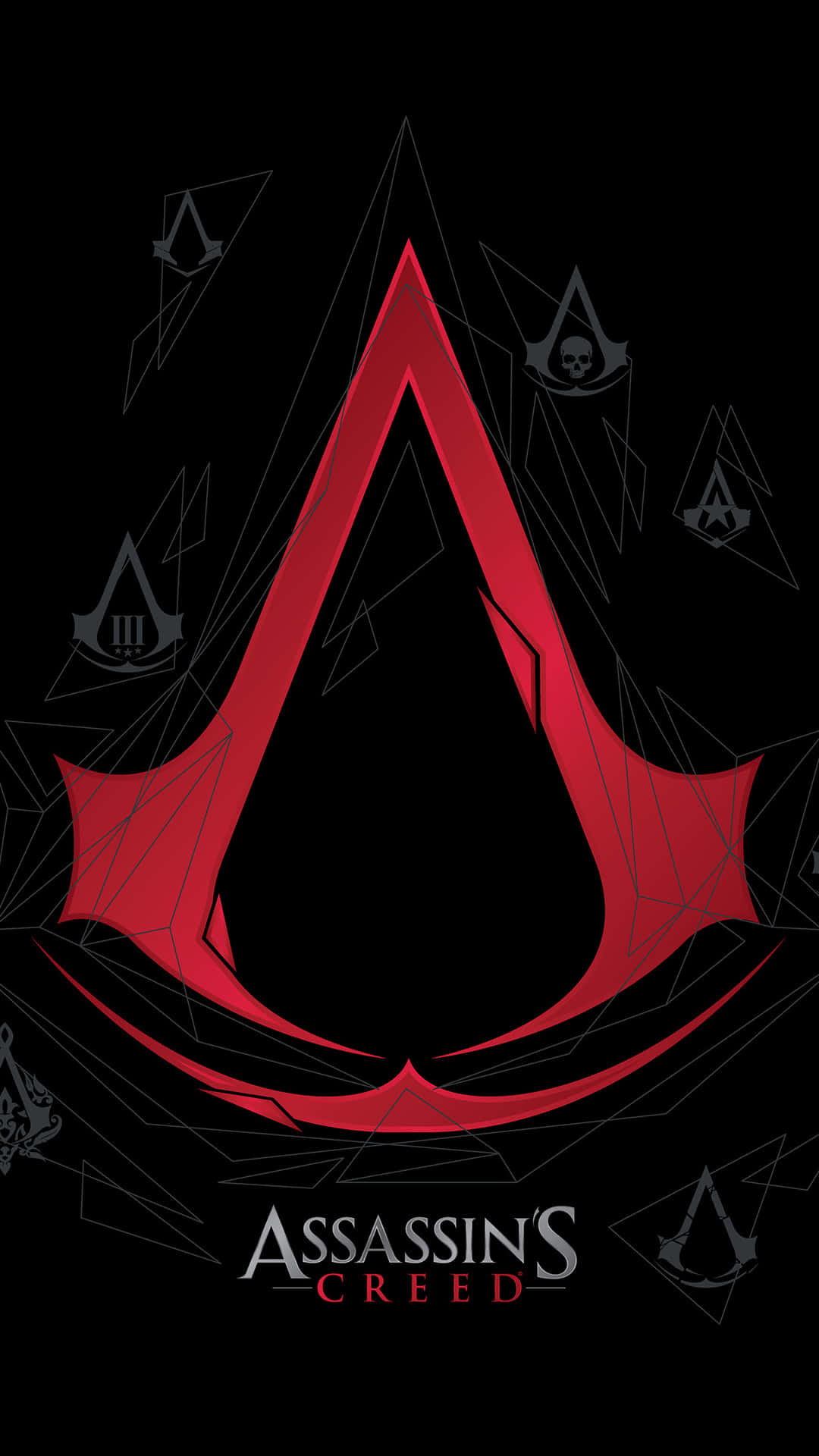 Logoet fra Assassin's Creed på en sort baggrund Wallpaper