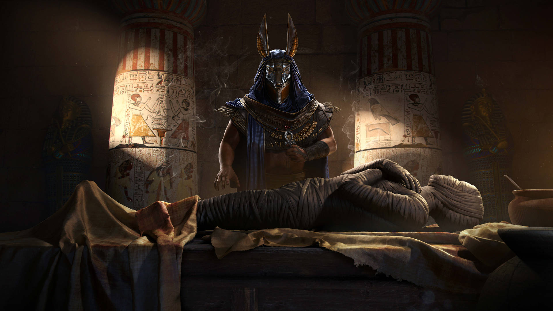 Caption: Assassin's Creed Origins - Hetepi Confrontation Scene Wallpaper
