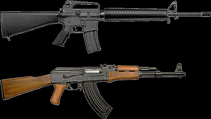 Assault Rifles Comparison A K47 M16 PNG