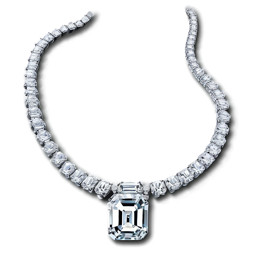Asscher Cut Diamond Necklace Png Nkd12 PNG