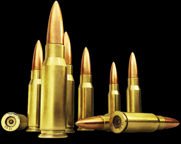 Assorted Ammunition Black Background PNG