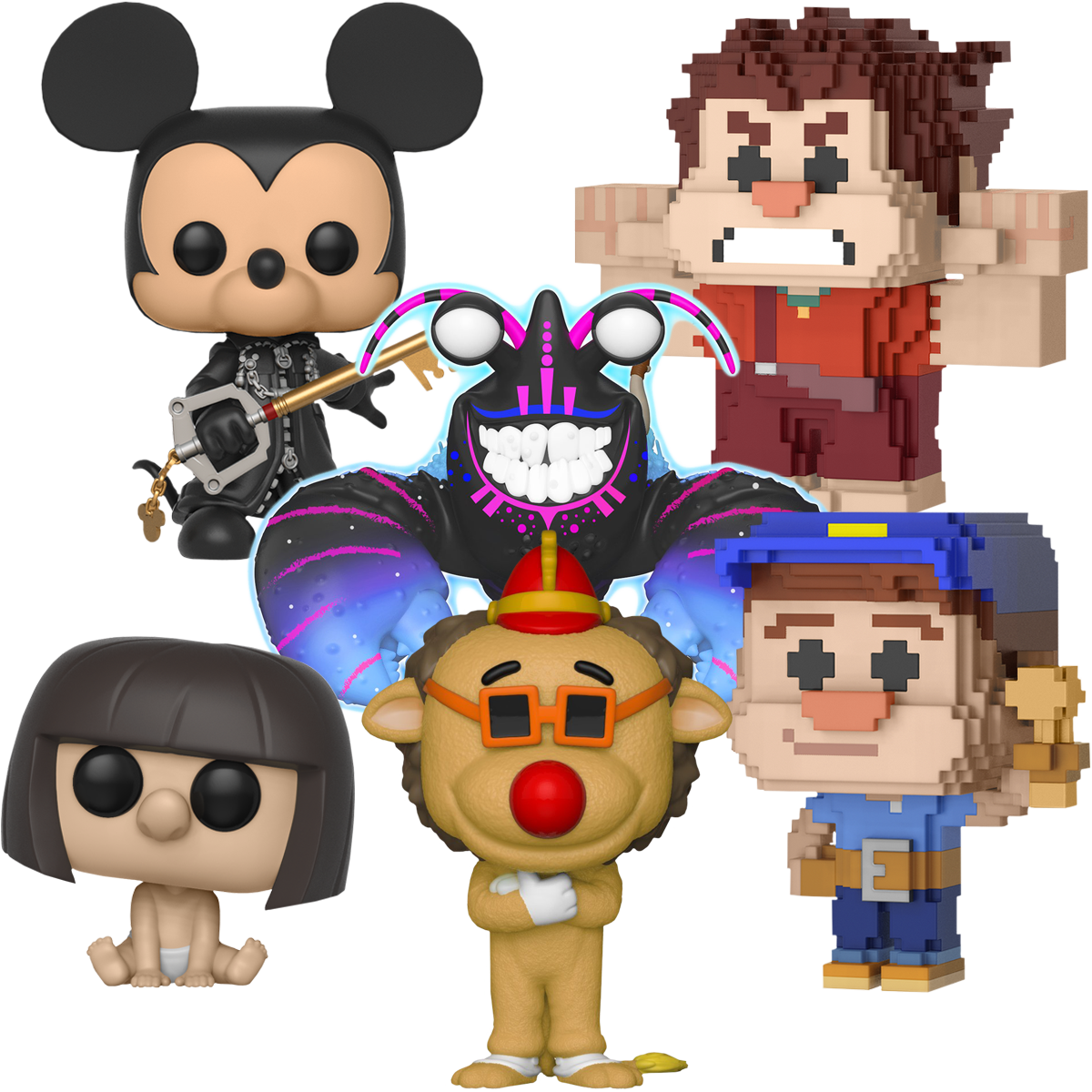 Assorted Animated Characters PNG