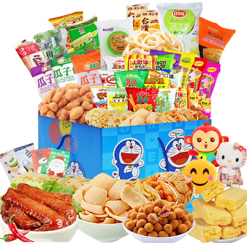 Assorted Asian Snacks Collection PNG